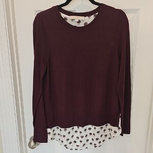 LOFT Women's Maroon Layered Sweater